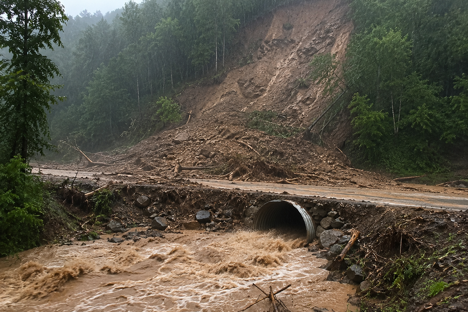 Landslide in a contributing watershed